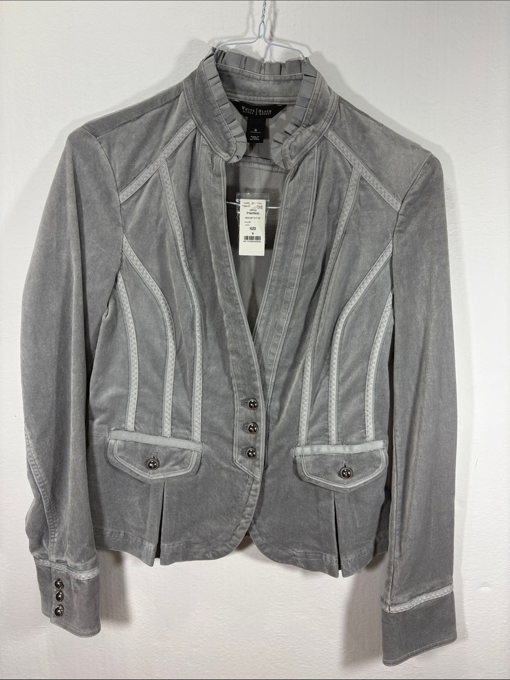 White House Black Market Grey Crushed Velvet Blazer Luxurious